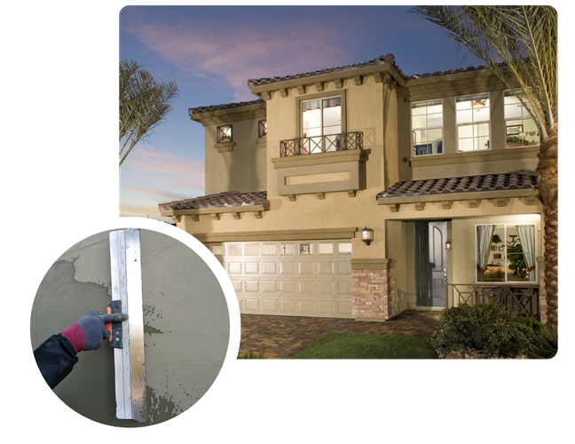 brown TX home stucco collage